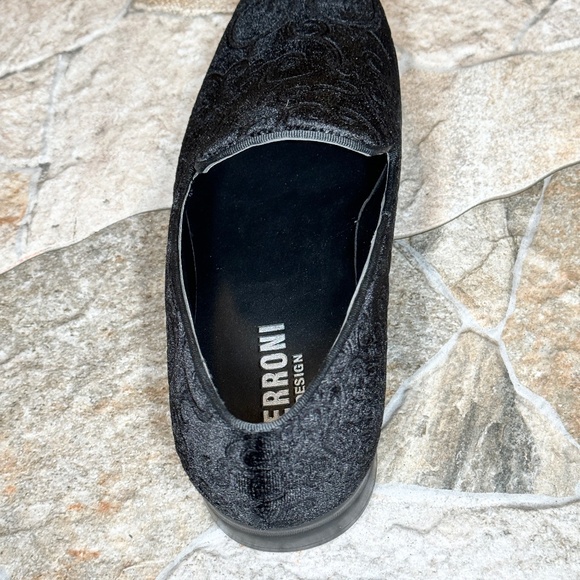 Terroni Black Men\'s Slip-On Dress Shoe-Faux Suede-Paisley Print-Fashionable